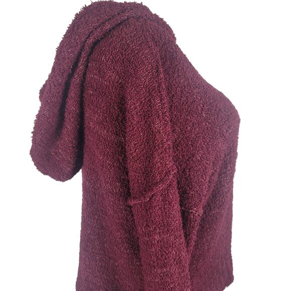 True Craft Originals Super Soft Crop Hooded Burgundy Sweatshirt Women M - Picture 2 of 4